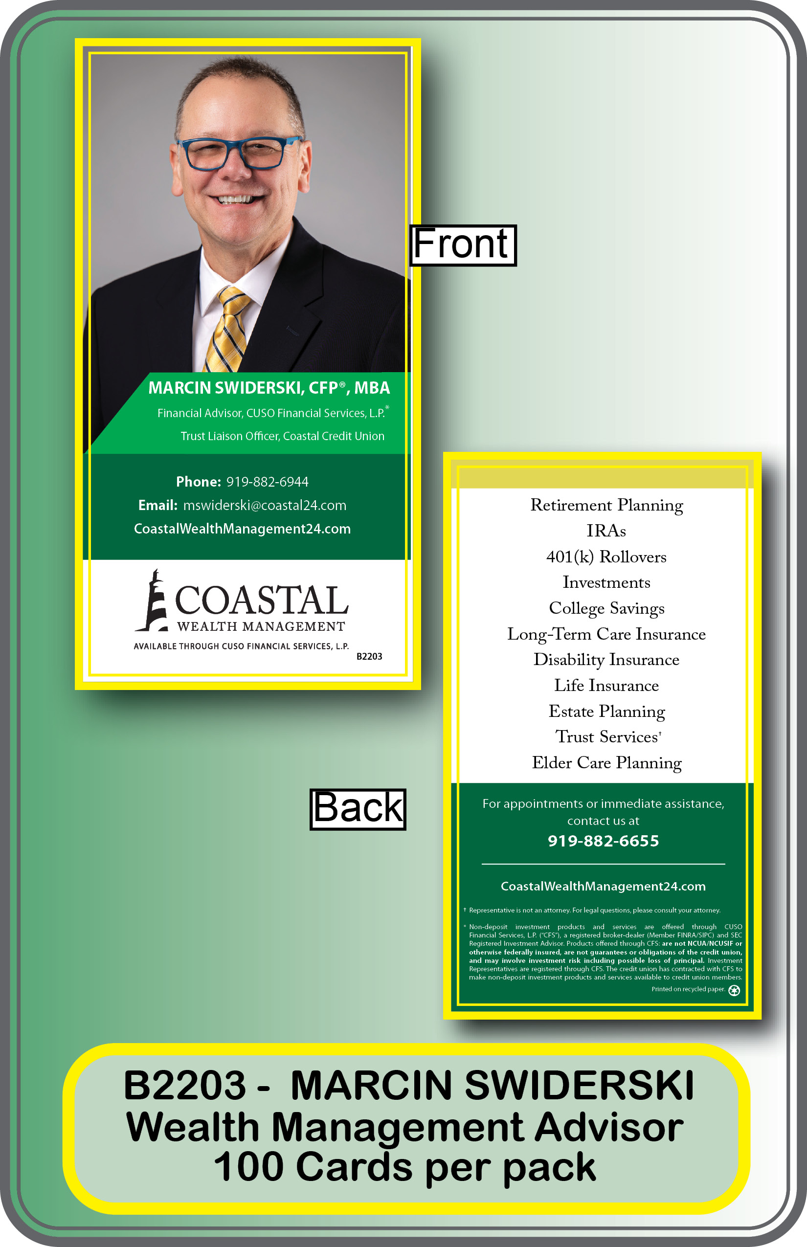 WEALTH MANAGEMENT- MARCIN SWIDERSKI **<b>ORDER BY: Pack of 100 cards</b>